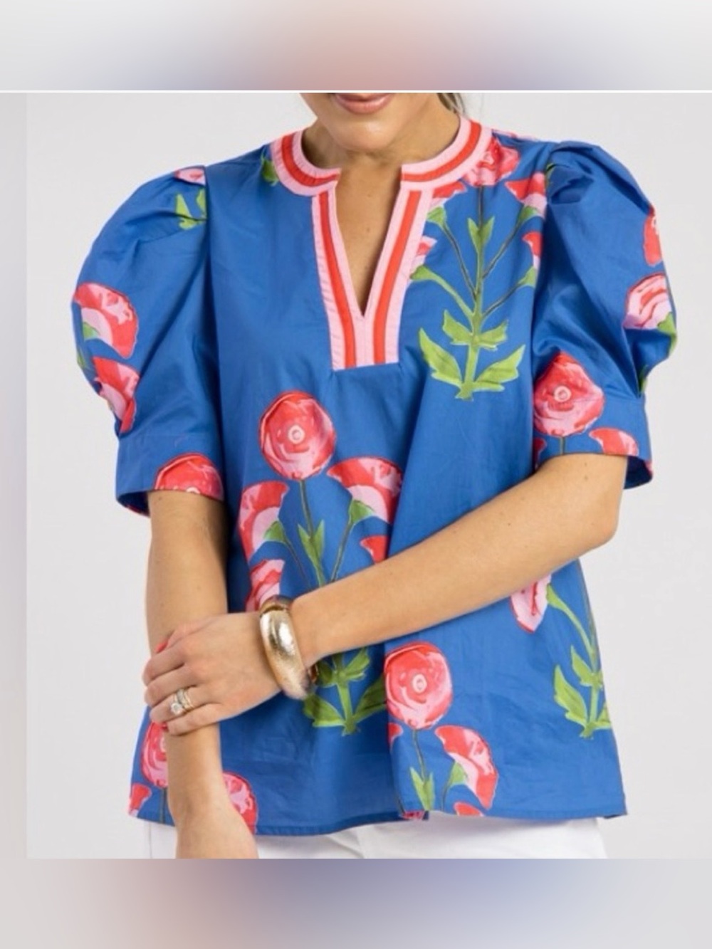 Entro Floral Print Puff Sleeve Blouse